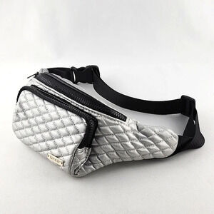 Kensie Metallic Silver Quilted Belt Bag Fanny Pack Adjustable
